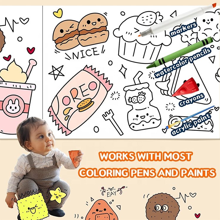 Removable Children's Creative Paper Graffiti Drawing Wall Poster roll And Art R Scroll For Filling Children's Canvas Painting