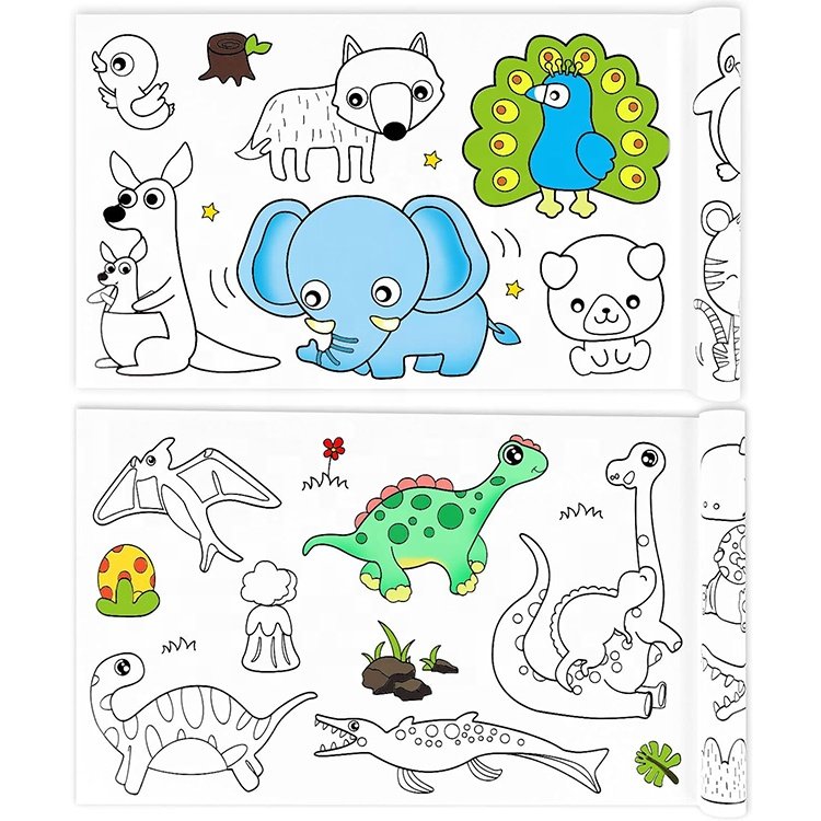 Removable Children's Creative Paper Graffiti Drawing Wall Poster roll And Art R Scroll For Filling Children's Canvas Painting