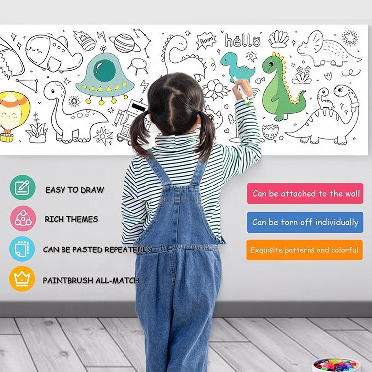 Removable Children's Creative Paper Graffiti Drawing Wall Poster roll And Art R Scroll For Filling Children's Canvas Painting