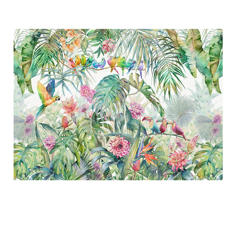 American wallpaper wholesale non-woven self-adhesive tropical rainforest garden plant wall cloth background wall paper