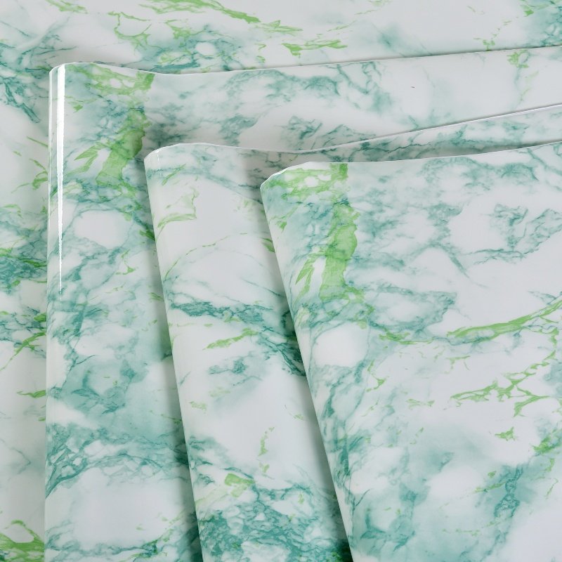 Green Color Marble Pattern Self Adhesive PVC Living Room Use Wall Paper Granite Design Easy-To-Cut Wallpaper