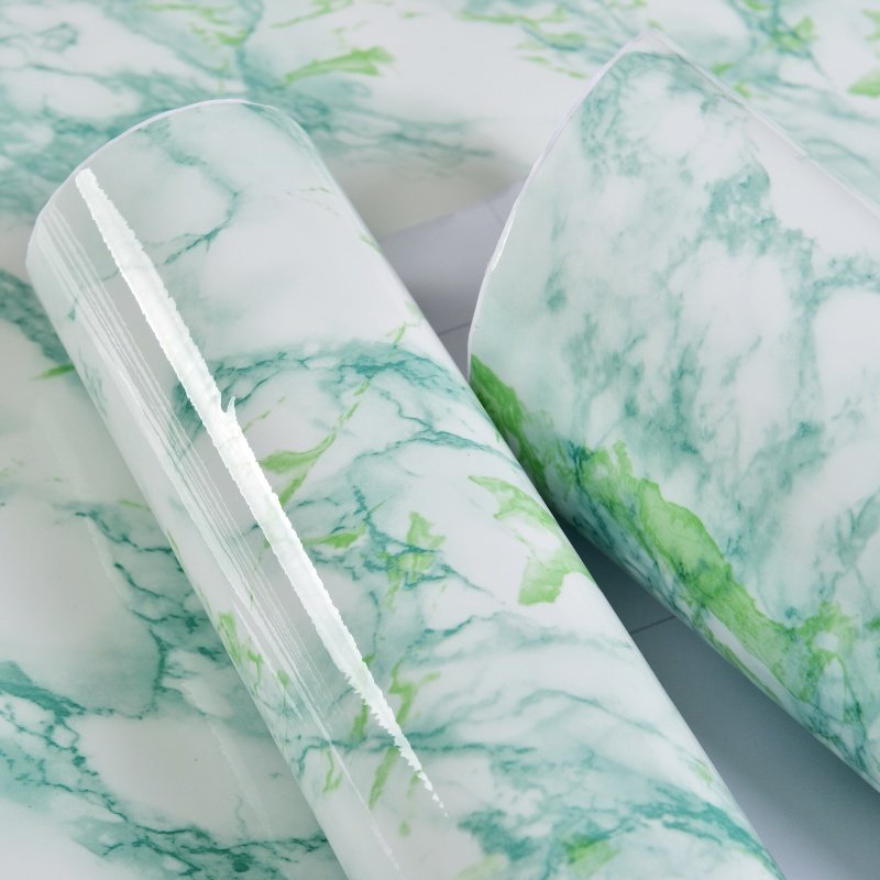 Green Color Marble Pattern Self Adhesive PVC Living Room Use Wall Paper Granite Design Easy-To-Cut Wallpaper