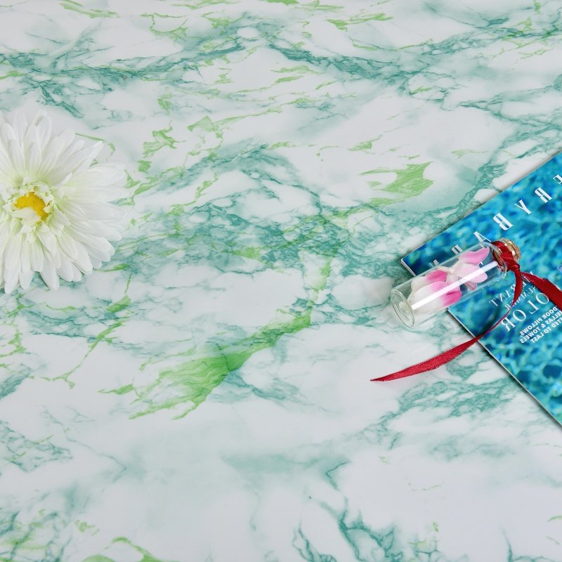 Green Color Marble Pattern Self Adhesive PVC Living Room Use Wall Paper Granite Design Easy-To-Cut Wallpaper