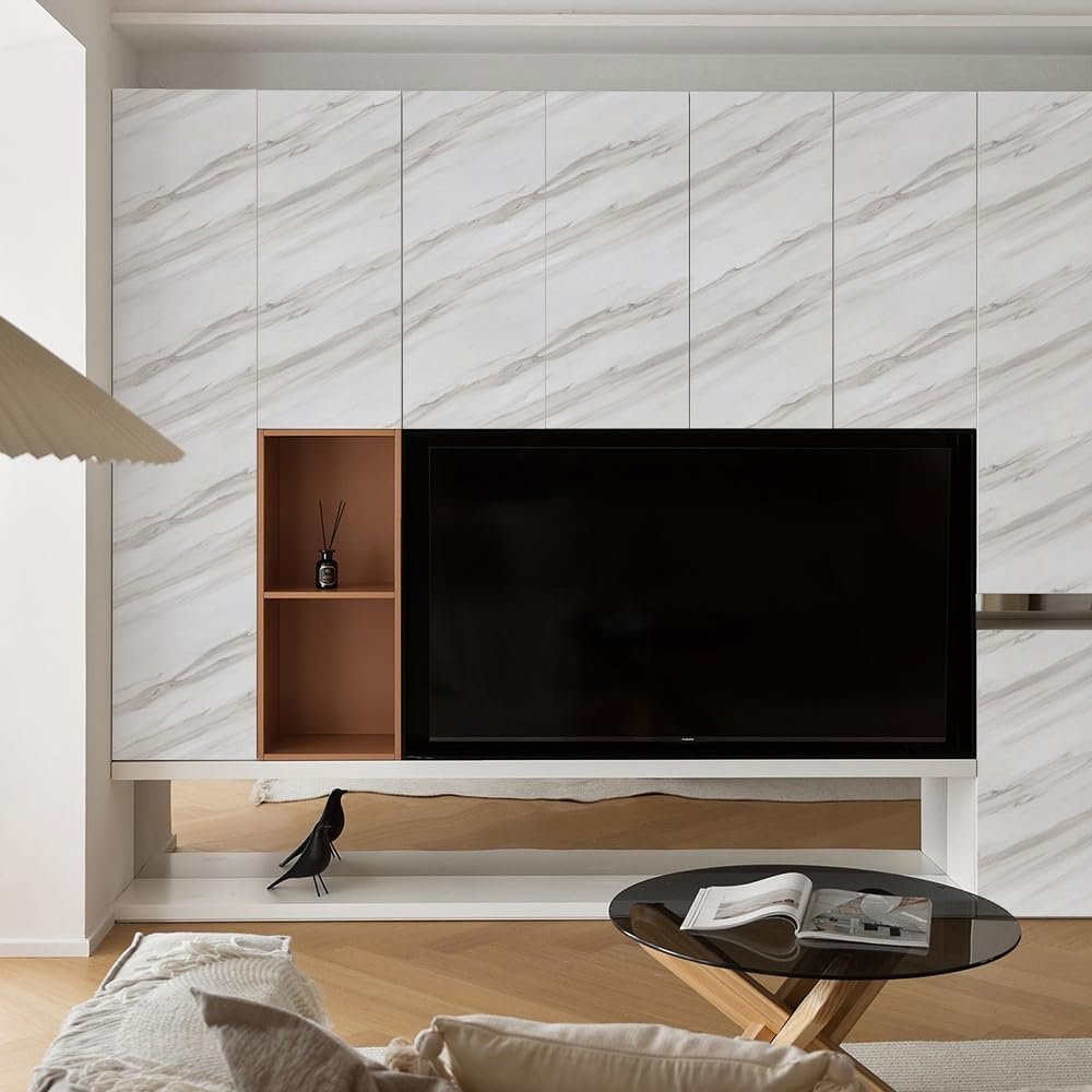 ORON DECO Glossy Marble Wallpaper Sticker Self-Adhesive Peel And Stick Design Waterproof Bathroom Granite Contact Paper