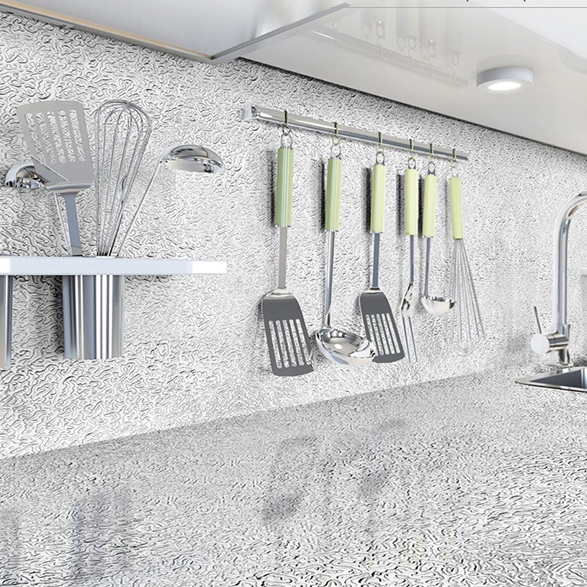 Oilproof Waterproof Kitchen Backsplash Wallpaper peel and stick Removable Self-adhesive Kitchen Aluminum Foil Stickers