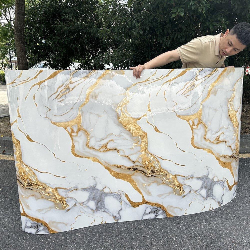 new arrivals high glossy golden bathroom peel and stick tile wallpaper home decor foam Self Adhesive wall sheet