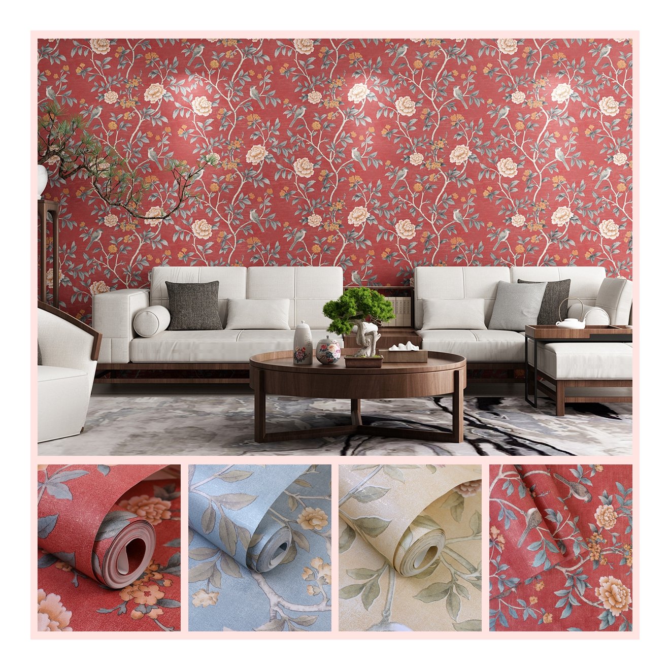 Natural designs Wallpaper Home Decoration TV Background PVC 3D wallpaper rolls