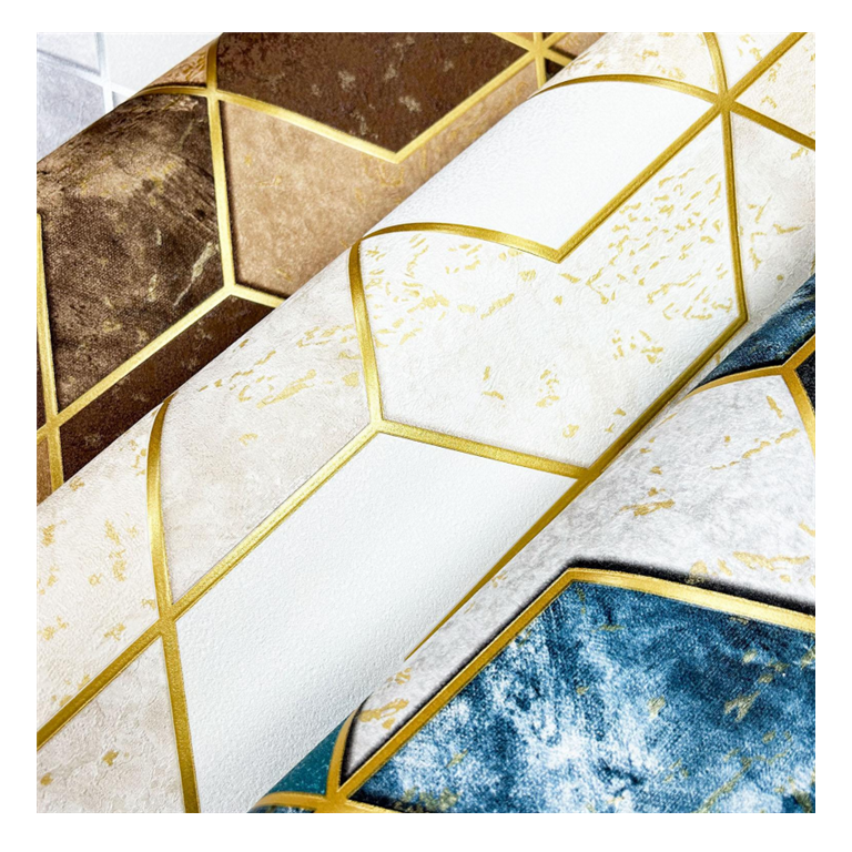 Factory Wholesale Vinyl Wallpaper Interior Decorative Wallpaper PVC Waterproof Geometric 3d Wallpaper for Home Decoration