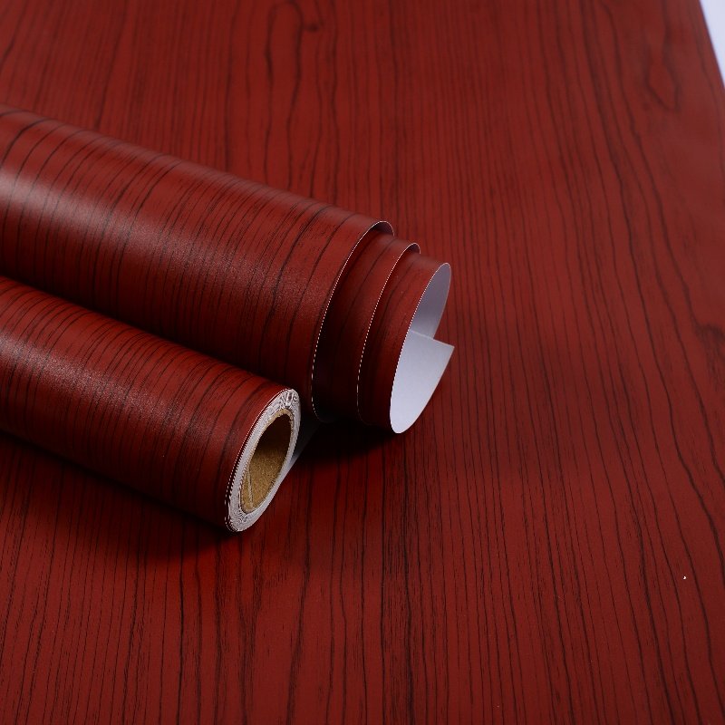 Waterproof Adhesive Vinyl Wallpaper Rolls Peel Stick Wooden Grain Renovation Sticker for Home & Table Covering