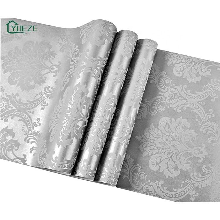 High Quality Suede Wallpaper Modern 3D Gray Damask Non Woven Wallpaper Living Room Tv Background Wall Wallpaper