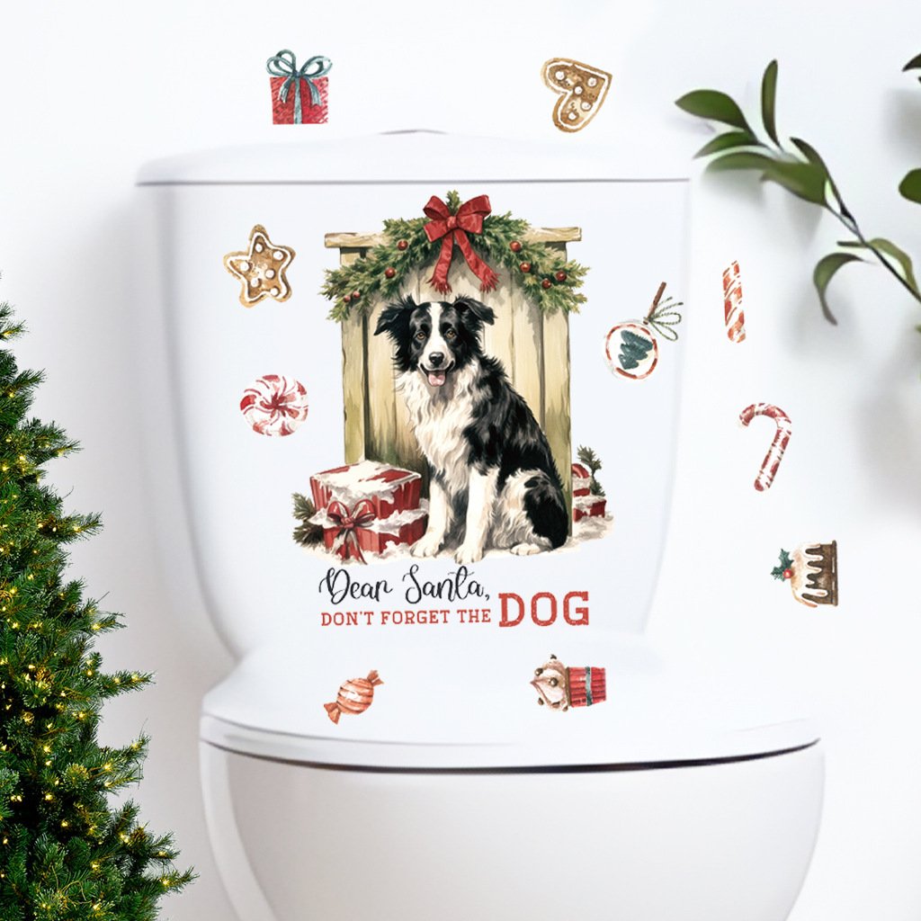 christmas toilet stickers supplies santa claus pvc Self-adhesive peel & stick waterproof bathroom wall stickers sales promotion