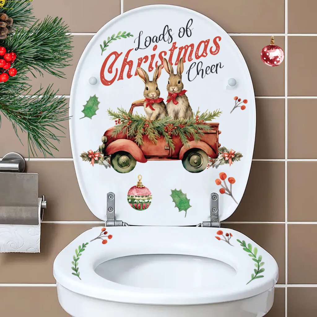 christmas toilet stickers supplies santa claus pvc Self-adhesive peel & stick waterproof bathroom wall stickers sales promotion