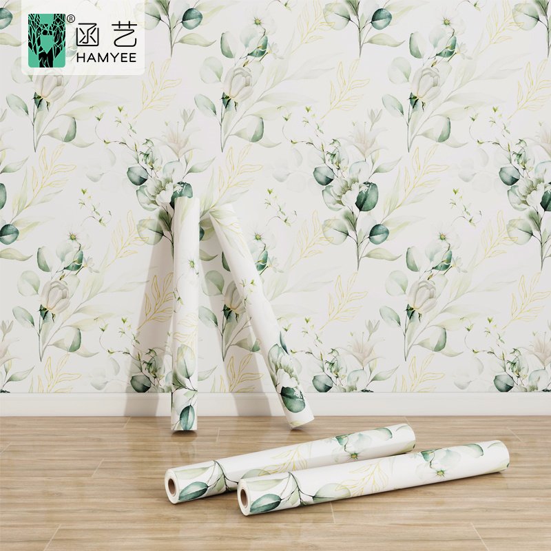 Custom design self-adhesive wallpaper 0.44cm thick floral peel and stick wall paper for bedroom