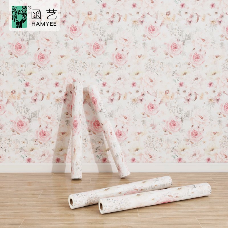 Custom design self-adhesive wallpaper 0.44cm thick floral peel and stick wall paper for bedroom