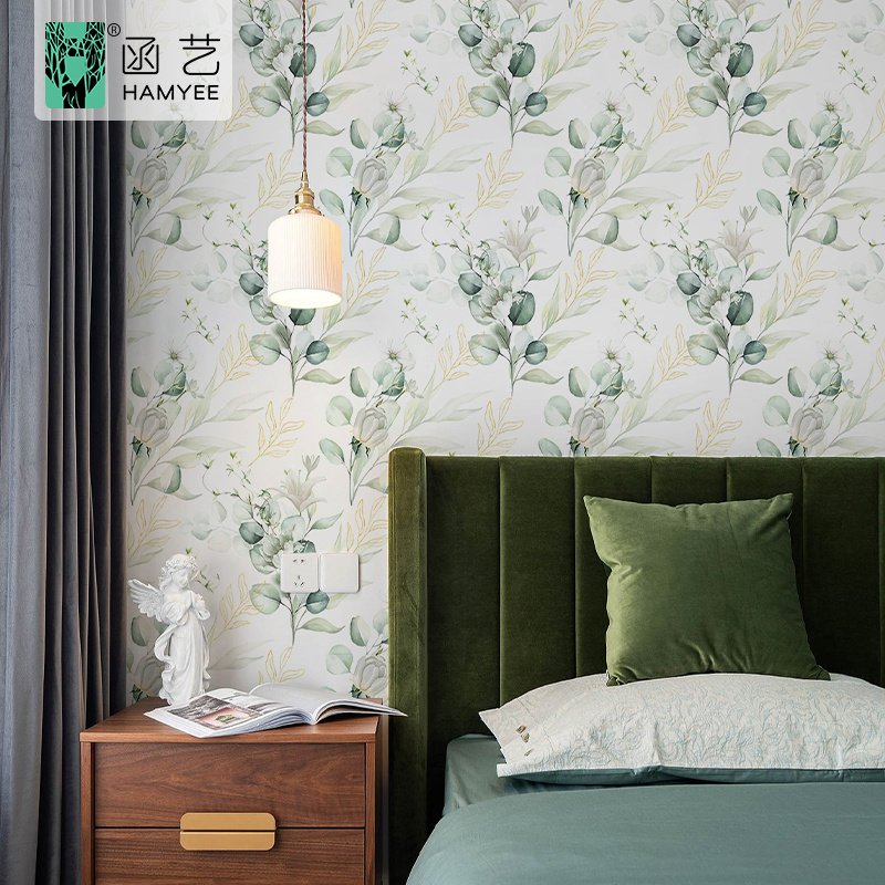 Custom design self-adhesive wallpaper 0.44cm thick floral peel and stick wall paper for bedroom