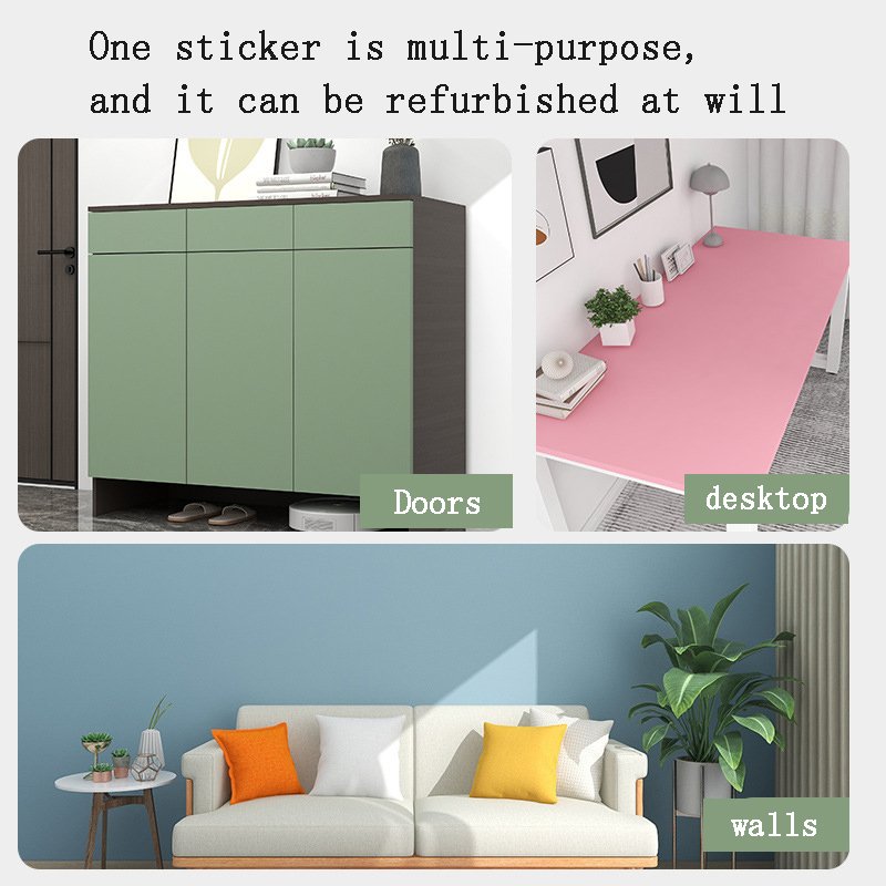 stickers furniture renovation wallpaper rolls pvc self-adhesive solid color skin feel cream wind wardrobe wall home decor ect