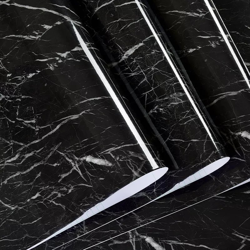 Hot Selling Black Morden Waterproof Pvc Self Adhesive Marble Decorative Wallpaper Roll For Bathroom Kitchen Countertop
