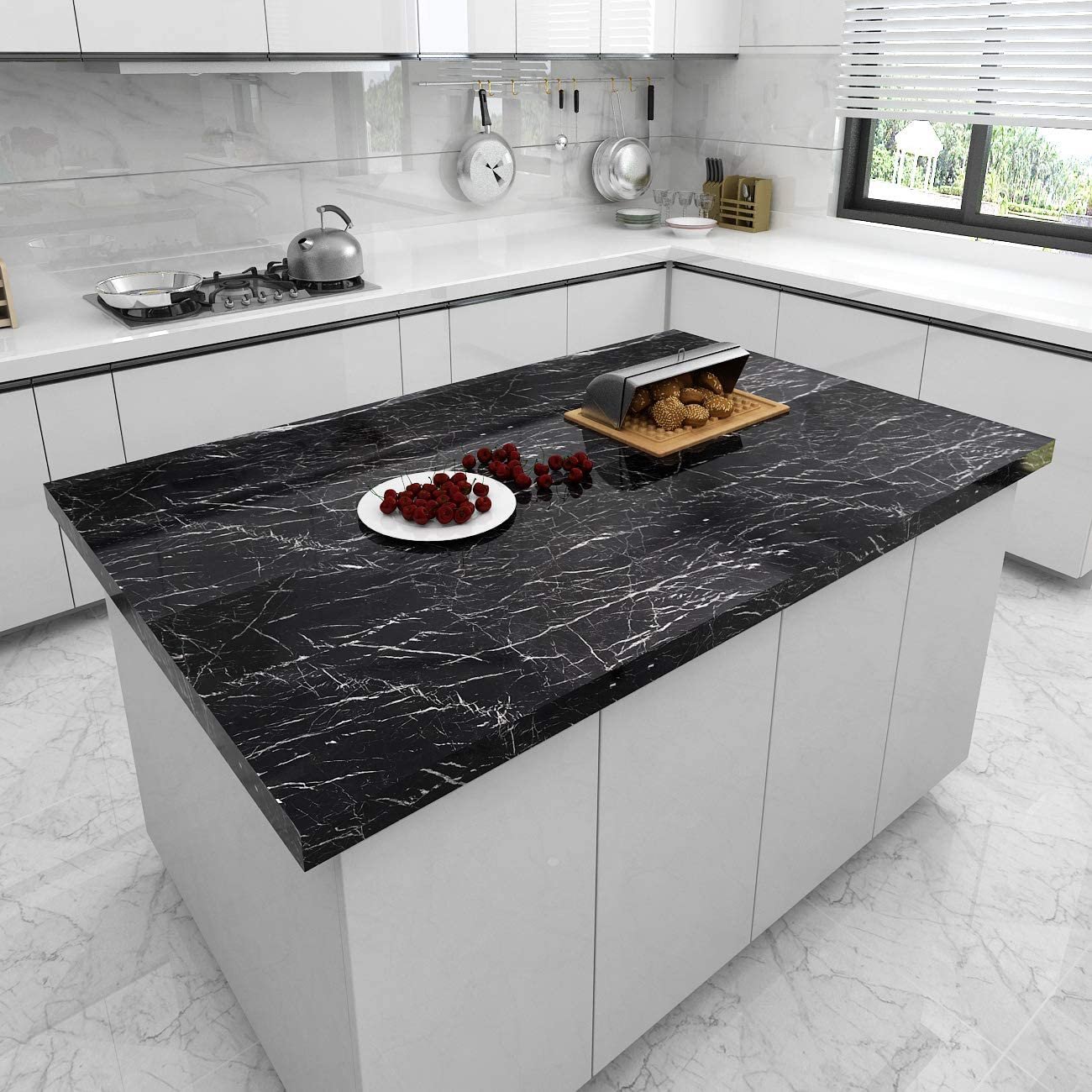 Hot Selling Black Morden Waterproof Pvc Self Adhesive Marble Decorative Wallpaper Roll For Bathroom Kitchen Countertop