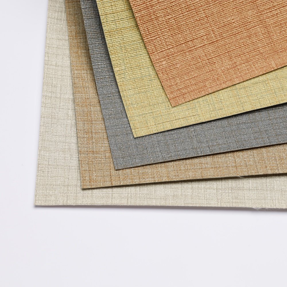 Hot selling mild Woven texture Wall Decoration Fabric Backed 100% Vinyl PVC Wallpaper Wall coverings Bedroom Wall Decoration