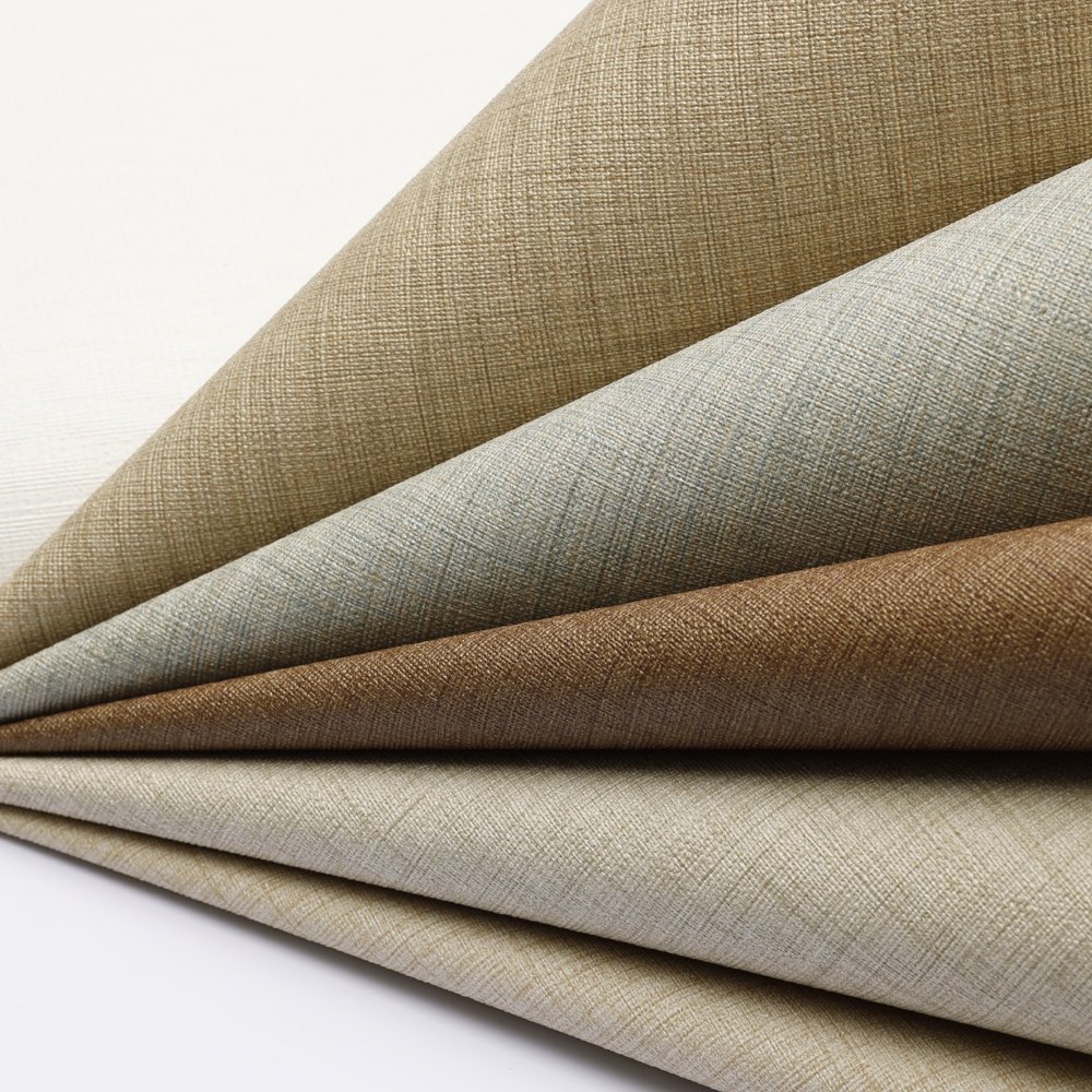 Hot selling mild Woven texture Wall Decoration Fabric Backed 100% Vinyl PVC Wallpaper Wall coverings Bedroom Wall Decoration