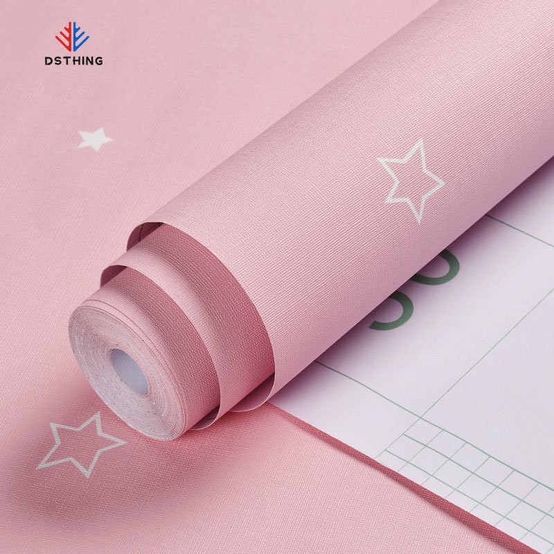 Dsthing Home Decoration Pink Silk Wall Paper Pvc Self-adhesive Waterproof Wallpaper