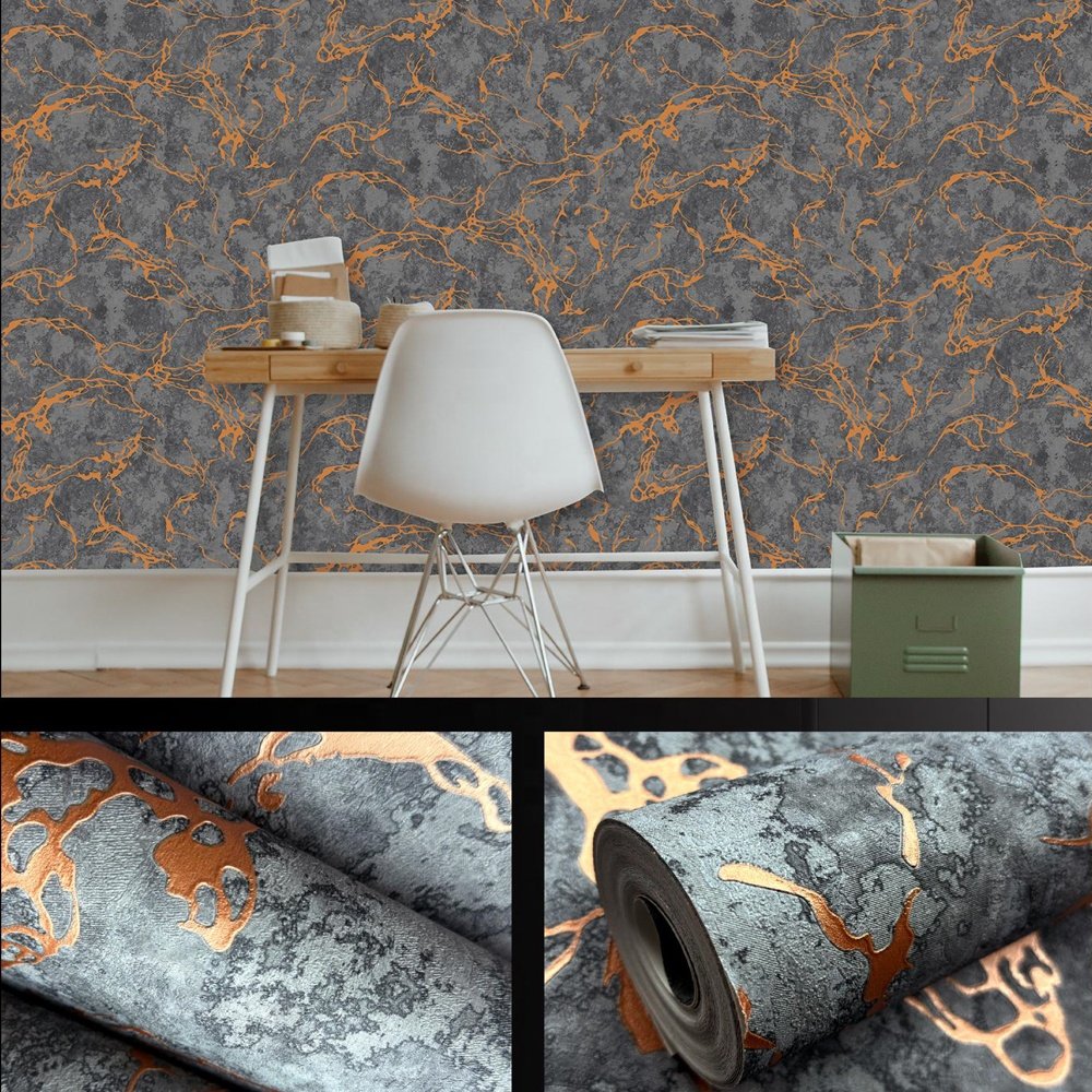 Modern Fire Proof PVC Vinyl Wall Covering Wallpaper For Hotel Room Decoration Wall Paper Sticker