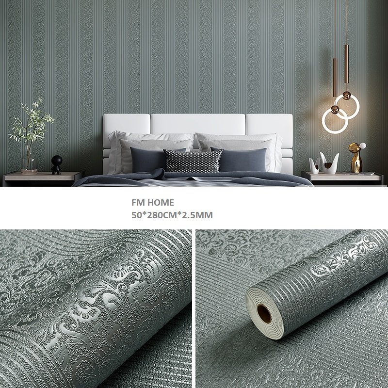Aco-firendly Odorless Self- adhesive Wallpaper Embossed 3d PE Wallpaper rolls