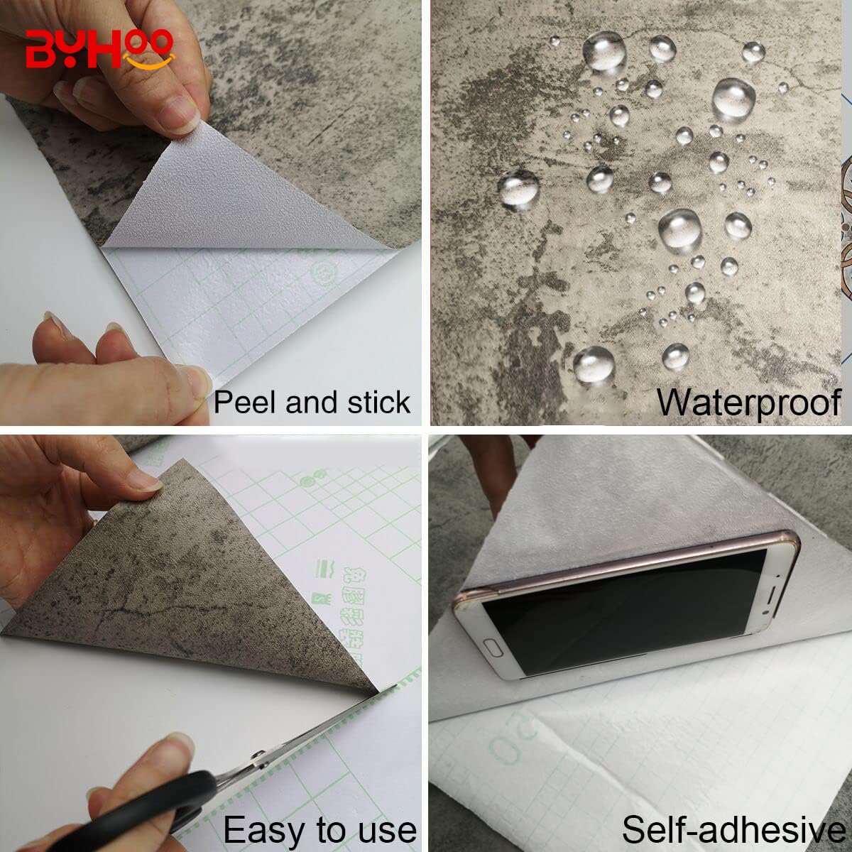 Wholesale Thick Concrete Wallpaper Roll Peel and Stick PVC Waterproof PVC Self Adhesive Cement Sticker for Wall