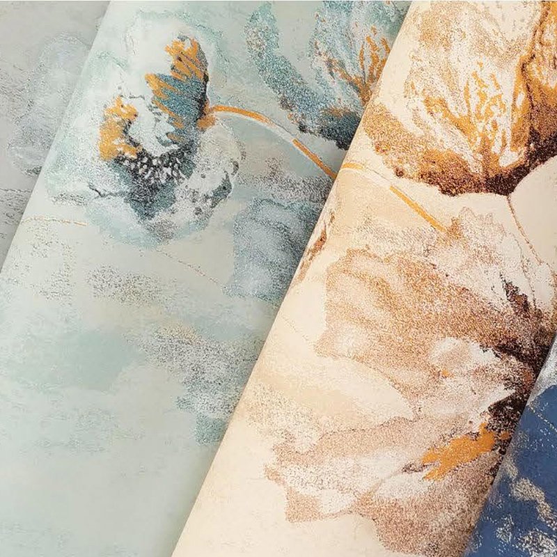 Abstract lotus brushing water Self adhesive non woven wallpaper