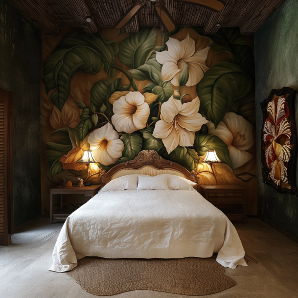 3D White Flower and Leaves Elegance Fabric Wallpaper Bedroom Wall Decoration Hotel Wall Murals Non-woven