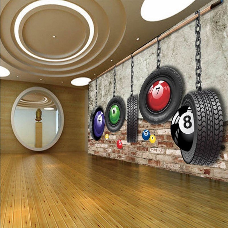 Wallpaper Cover Buku Colorful Retro Style Tires Billiards Room Mural Blue Damask Wallpaper Vinyl Wallpaper Rolls