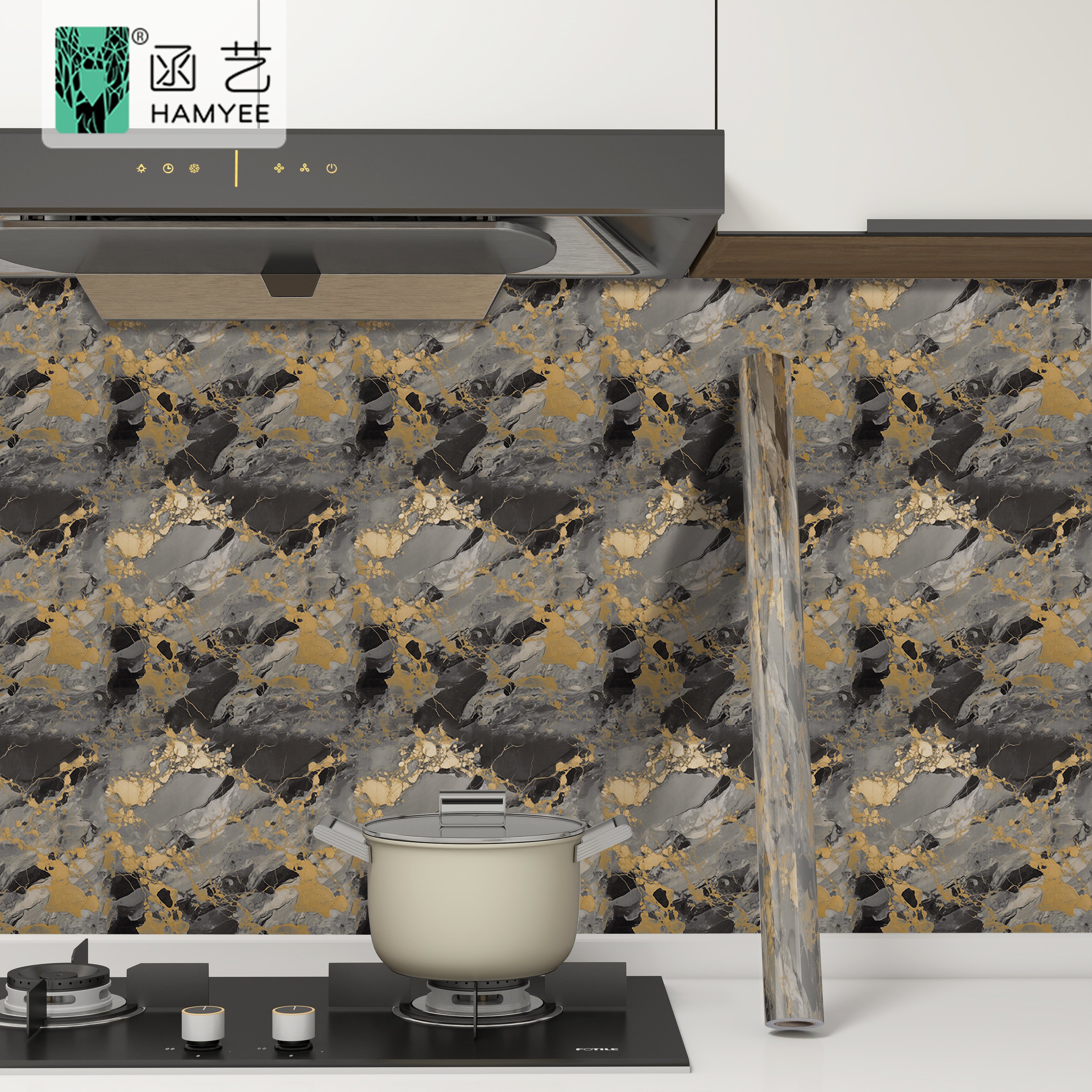 Kitchen cabinet pvc wallpaper sticker oil proof marble fire-proof self adhesive marble wallpaper for kitchen bathroom decoration