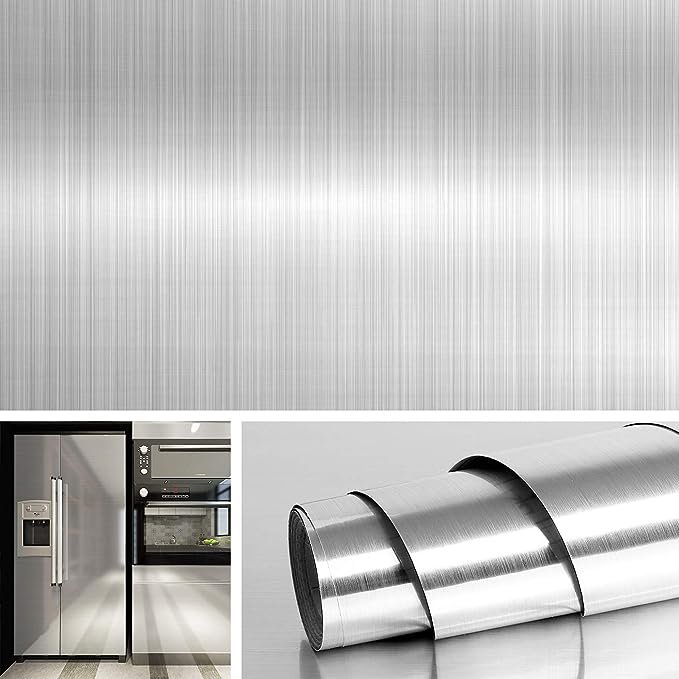 Hot selling Silver Metal Stainless Steel Contact Wall Paper for Refrigerator PVC Self Adhesive Decorative Vinyl Film