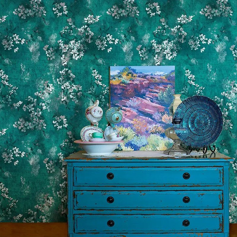 American retro style brushing water Self adhesive non woven wallpaper