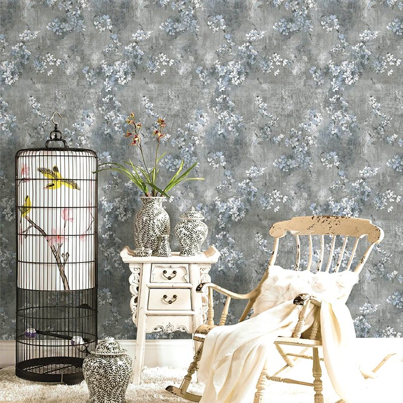 American retro style brushing water Self adhesive non woven wallpaper