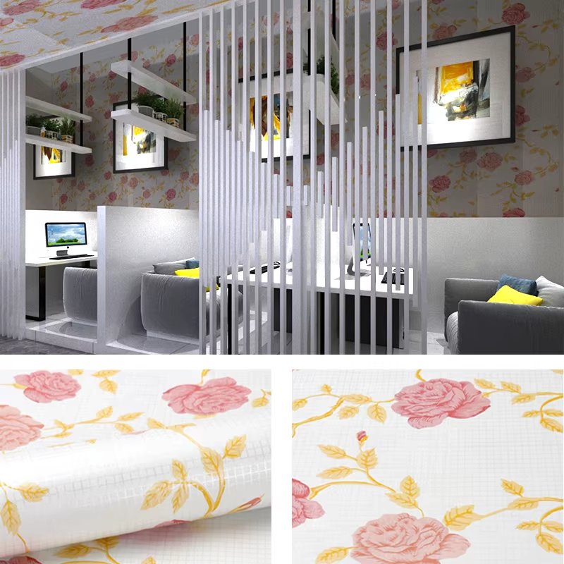 European flower country pink wall paper pvc 3d pastoral bedroom living room tv background home decoration wallpaper