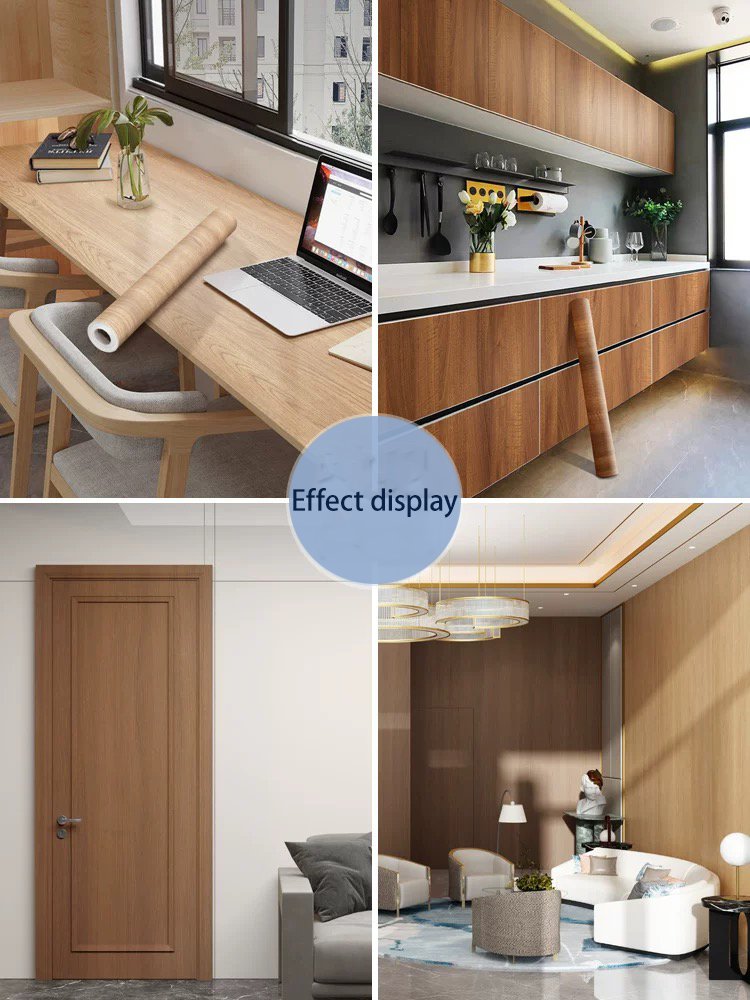 Factory direct sale Modern design Wood Grain PVC Decorative Adhesive wallpaper Waterproof Furniture Decoration Hotels and Home