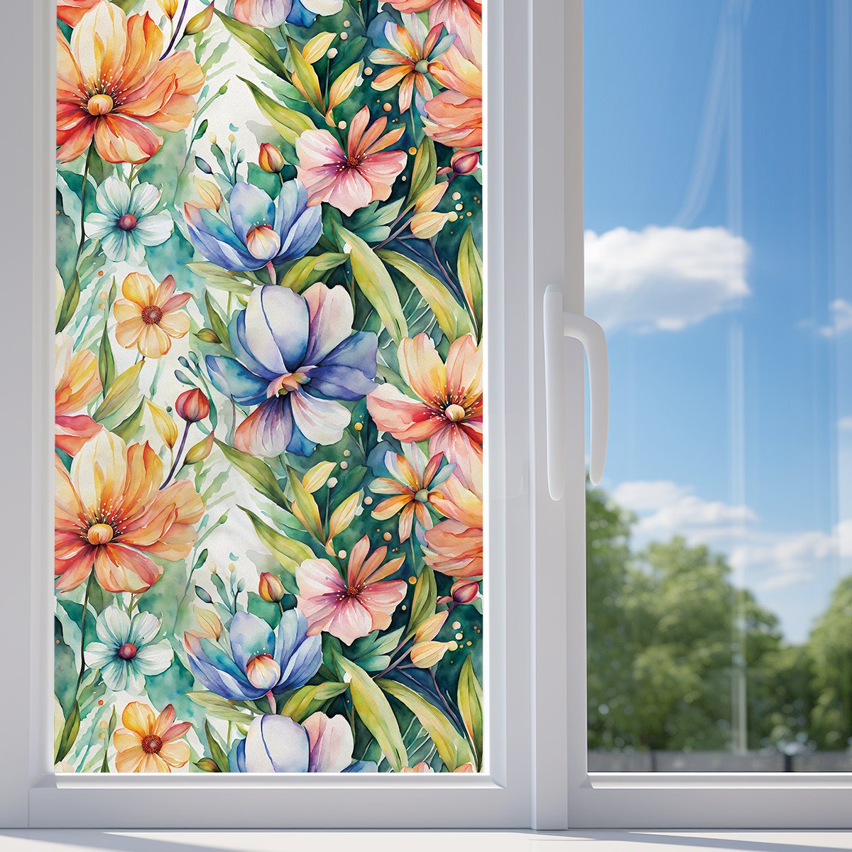 Hot watercolor painted flower room decoration wallpaper home decoration anti fouling Self adhesive thickened waterproof film