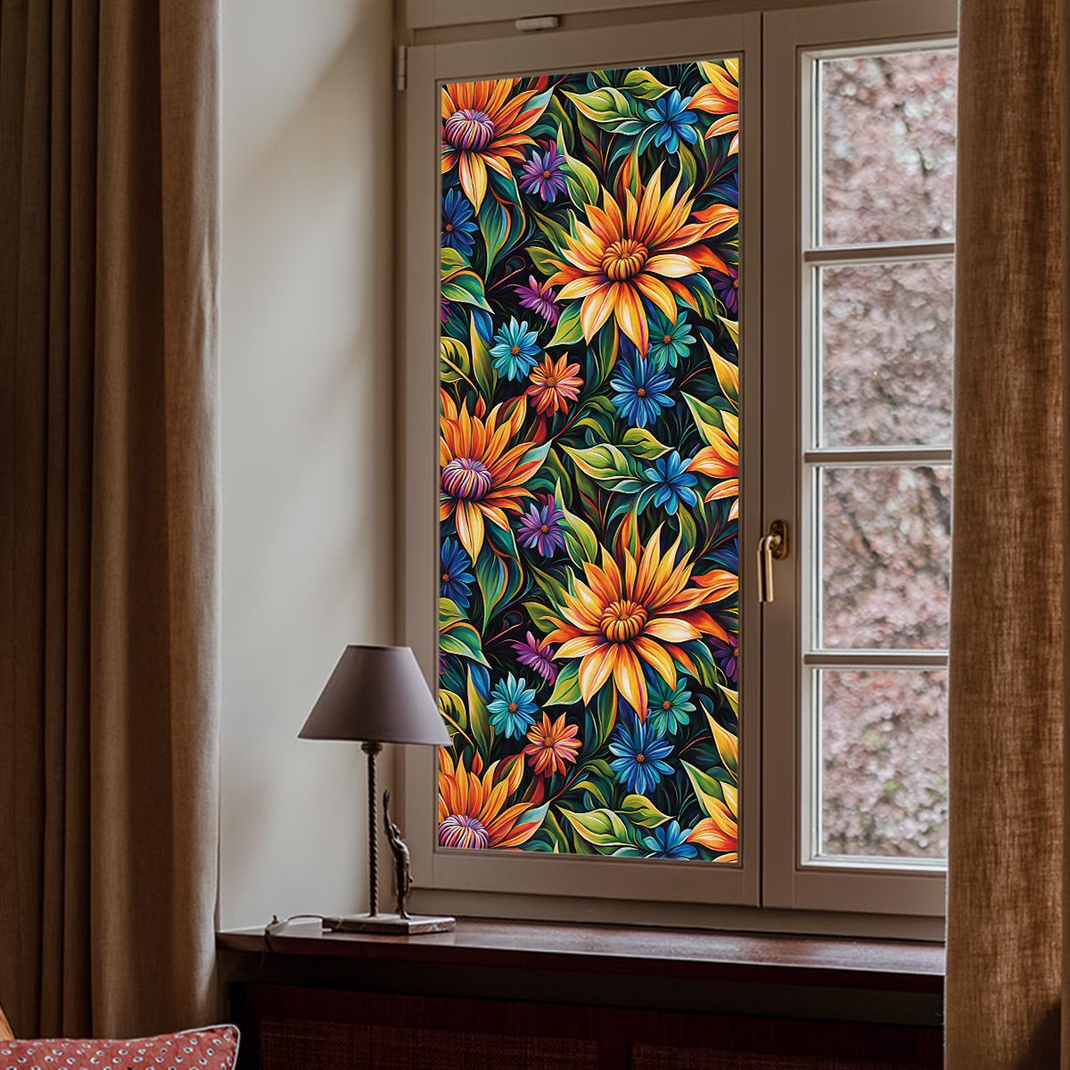 Hot watercolor painted flower room decoration wallpaper home decoration anti fouling Self adhesive thickened waterproof film