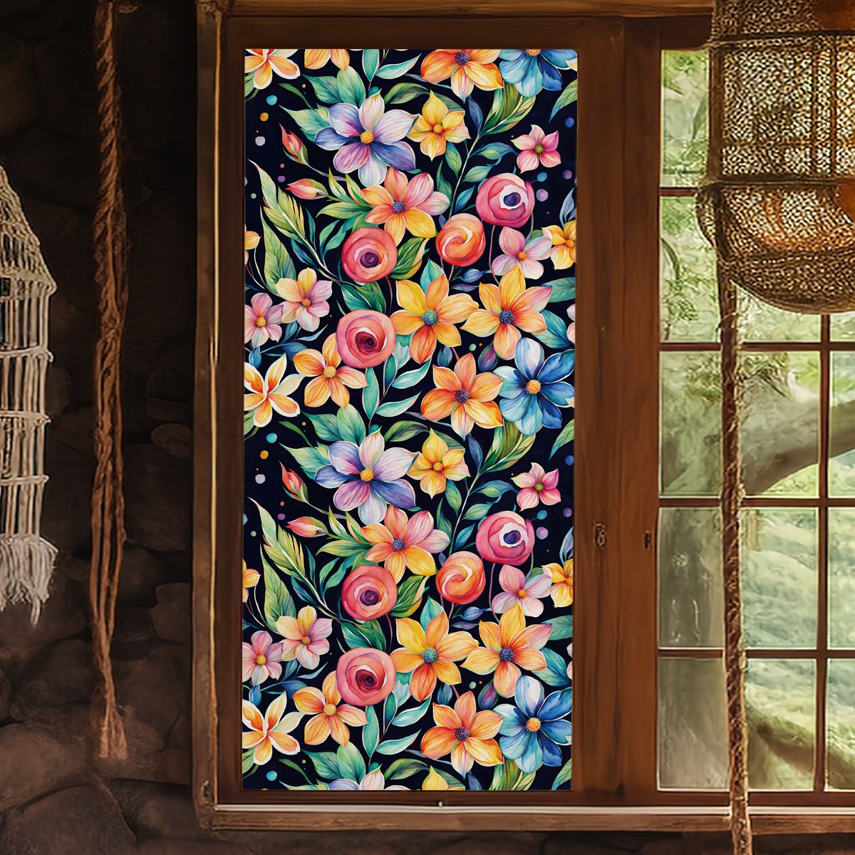 Hot watercolor painted flower room decoration wallpaper home decoration anti fouling Self adhesive thickened waterproof film