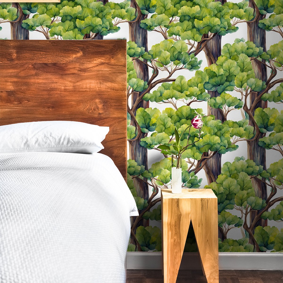 High Quality Forest Tree Wallpaper Nature Green Leaf Mural Waterproof Wallpaper Decorative Adhesive Wallpaper