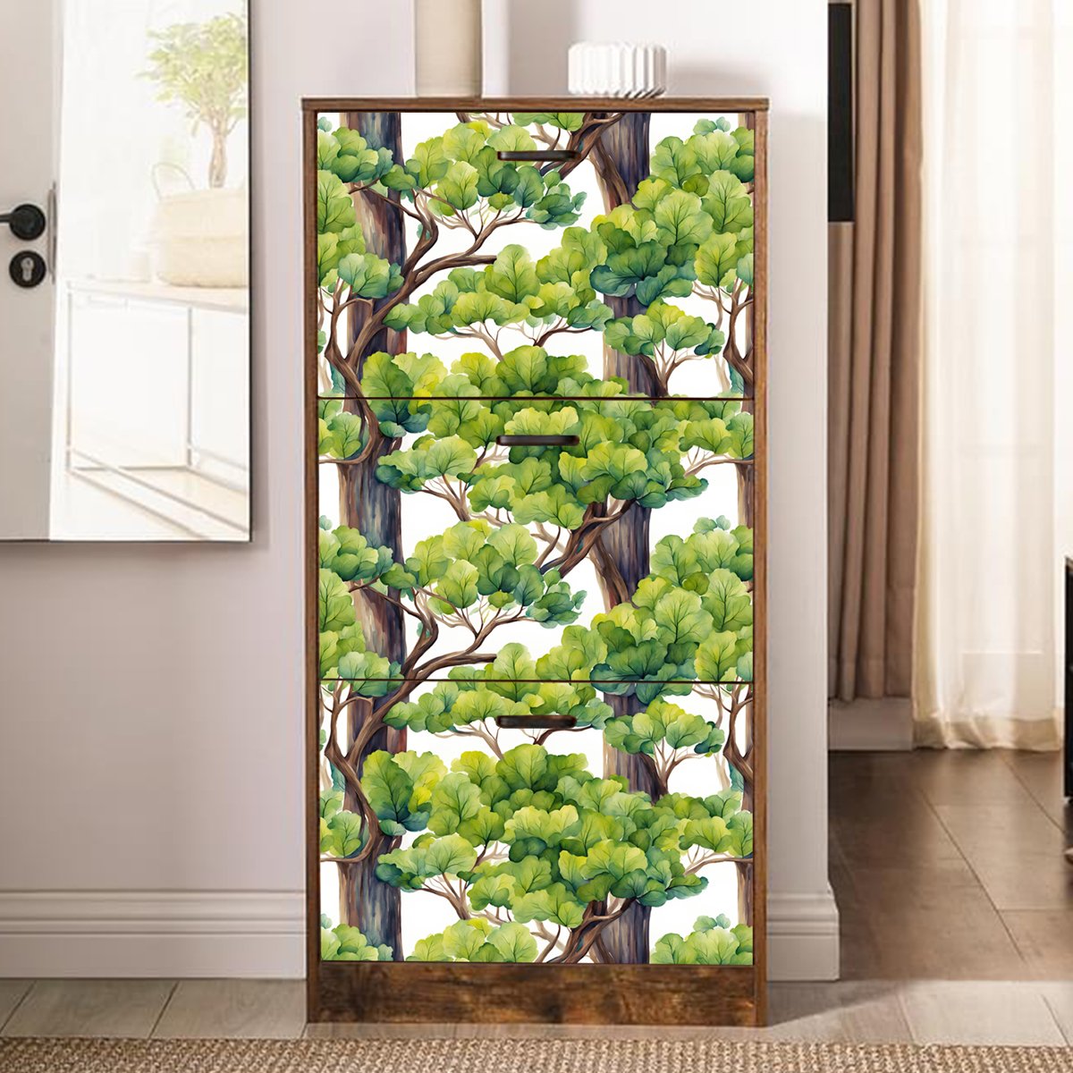 High Quality Forest Tree Wallpaper Nature Green Leaf Mural Waterproof Wallpaper Decorative Adhesive Wallpaper