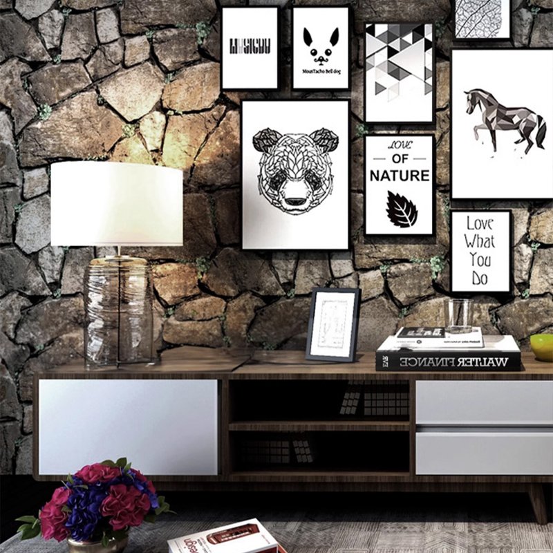 wallpaper rolls pvc 3d brick grain retro antique Industrial style stone wall panels texturized sticker home decoration 53cm*9.5m