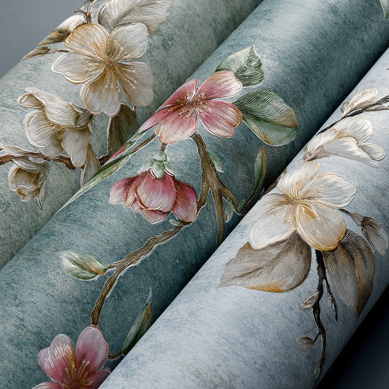 New arrival home decoration 3d flowers self-adhesive non woven wallpaper sticker