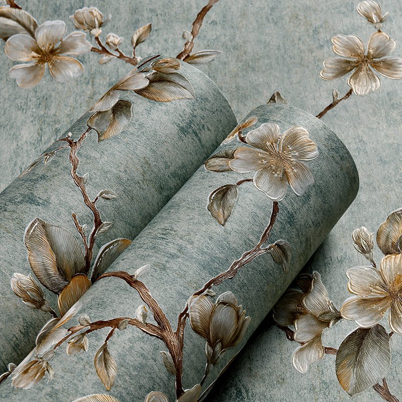 New arrival home decoration 3d flowers self-adhesive non woven wallpaper sticker