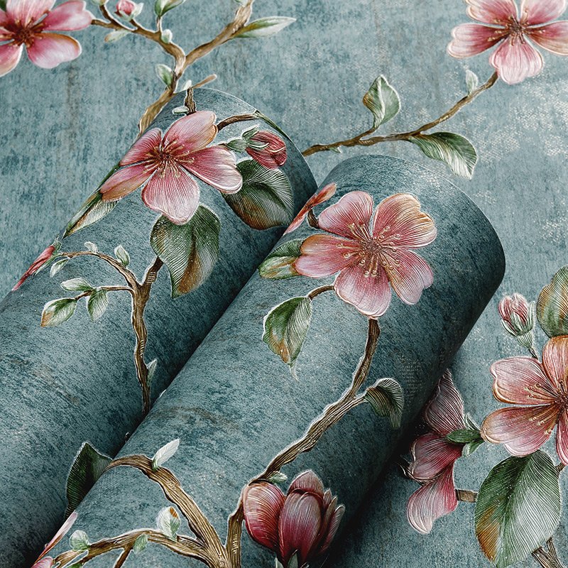 New arrival home decoration 3d flowers self-adhesive non woven wallpaper sticker