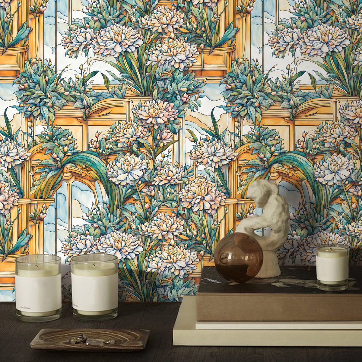 Hand Painted Fresh Forest Kitchen Wallpaper Waterproof Animal Bird Tropical Plant Coconut Tree 3d Wallpaper