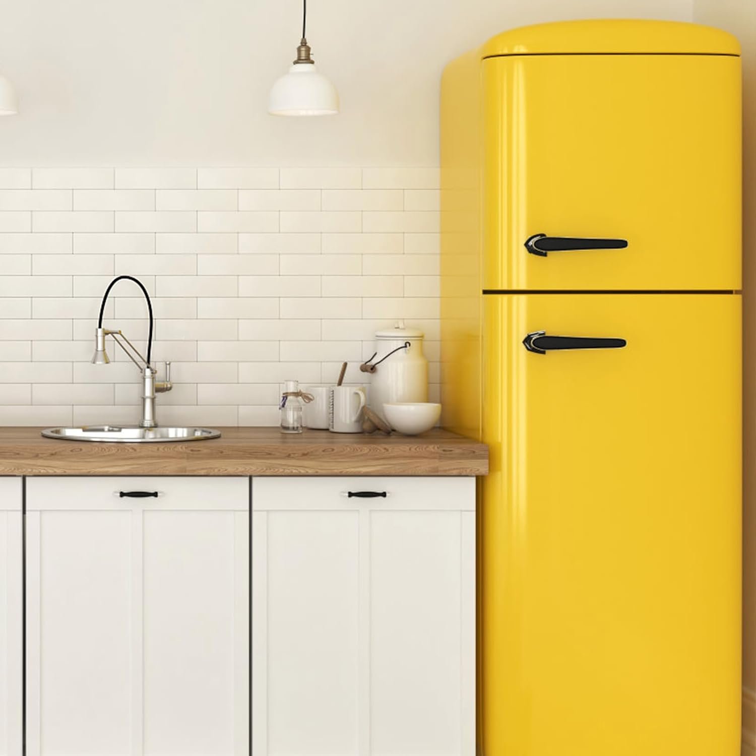 ORON DECO Self-Adhesive Contact Paper Yellow Vinyl Decorative Film Glitter Wallpaper Peel & Stick Wallpapers Kitchen Cabinets