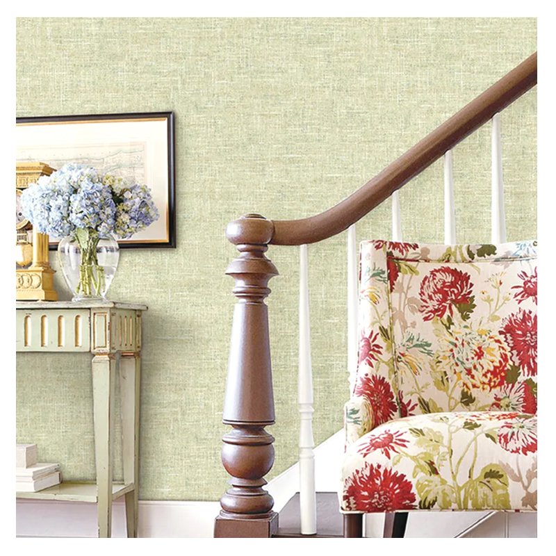 Solid color linen patterned wallpaper, simple and modern non woven wallpaper