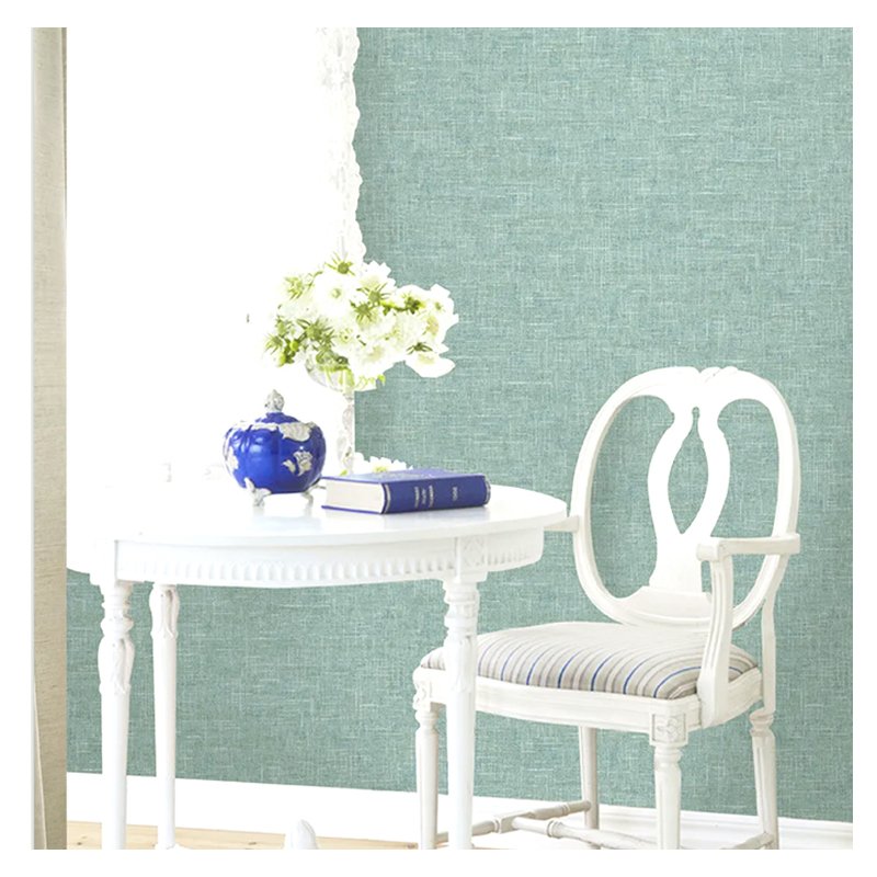 Solid color linen patterned wallpaper, simple and modern non woven wallpaper